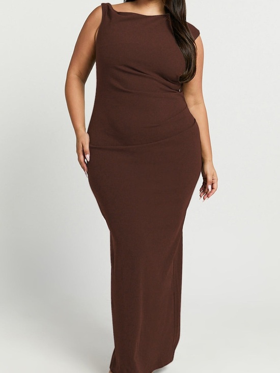 Yh & co Dresses & Skirts - NWT YH & CO Sleek Sleeveless Brown Draped Women’s Dress
